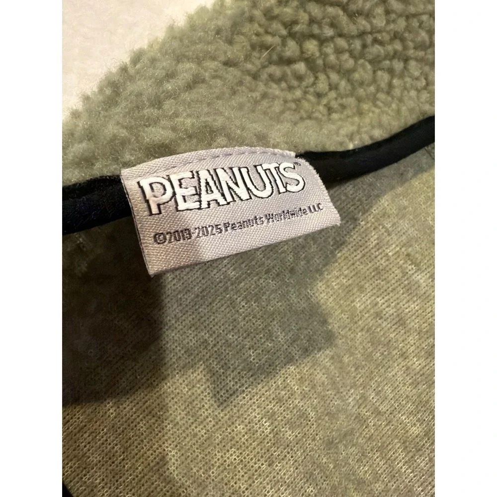Peanuts Snoopy Camping Scene Green Sherpa Fleece and Puffer Dog‎ Vest Jacket, Me